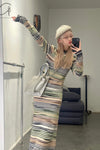 SWAYING/KNIT Crochet Striped Long Skirt SW22AW2L19 Green